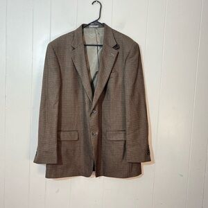 Oscar de la Renta Men's Blazer Sport Coat Elbow Patch Lambswool Brown Size 46L